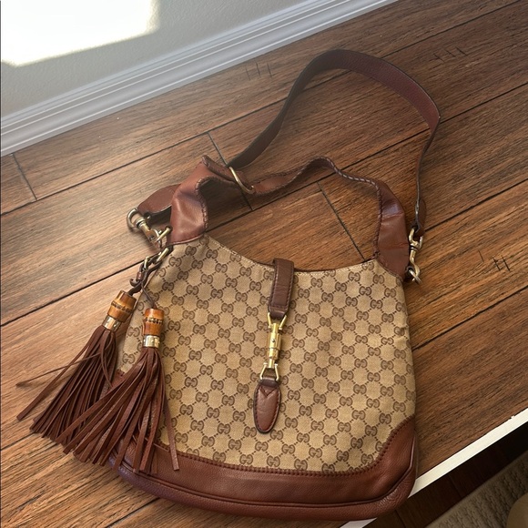 Fall🍂Gucci Jackie Hobo Two Way Tassel bag Gucci shoulder Bag Gg canvas tote - Picture 3 of 17